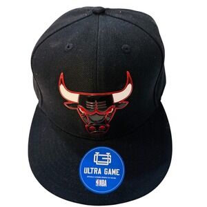 Chicago Bulls Hat Mens Black Red Ultra Game NBA SnapBack Cap NBA‎ 3D Bull NWT